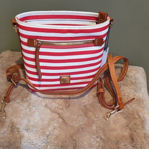 Dooney & Bourke Red and White Striped Crossbody Bag - Picture 2 of 4